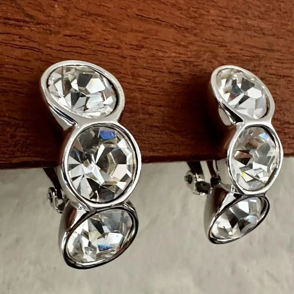 Swarovski Swan Logo Crystal Clip-On Earrings